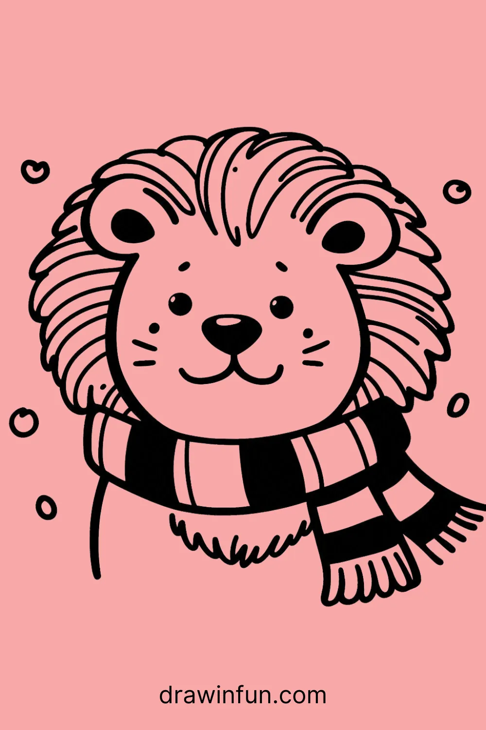 Lion wearing a scarf easy drawing