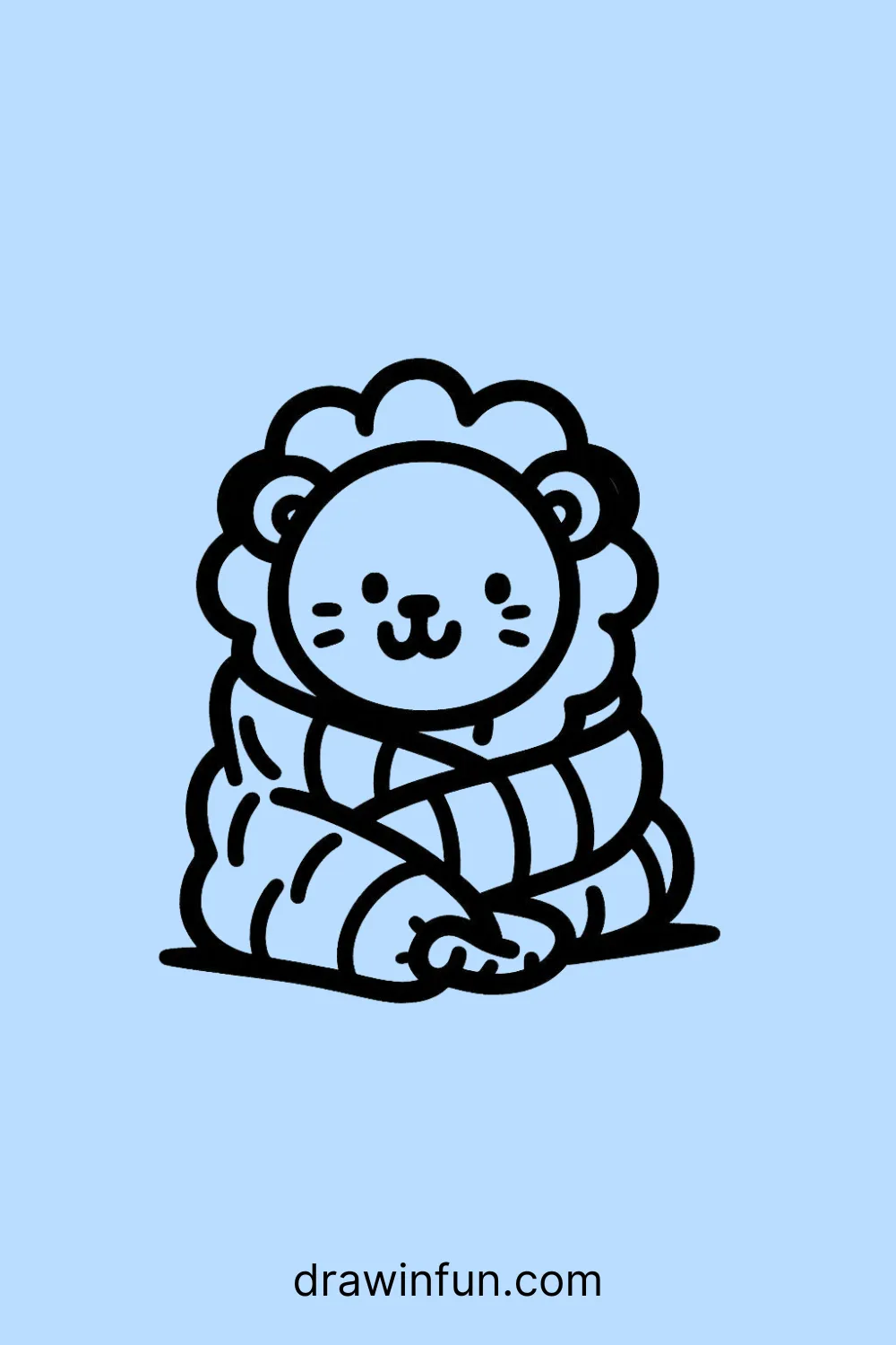 Lion wrapped in a blanket easy drawing