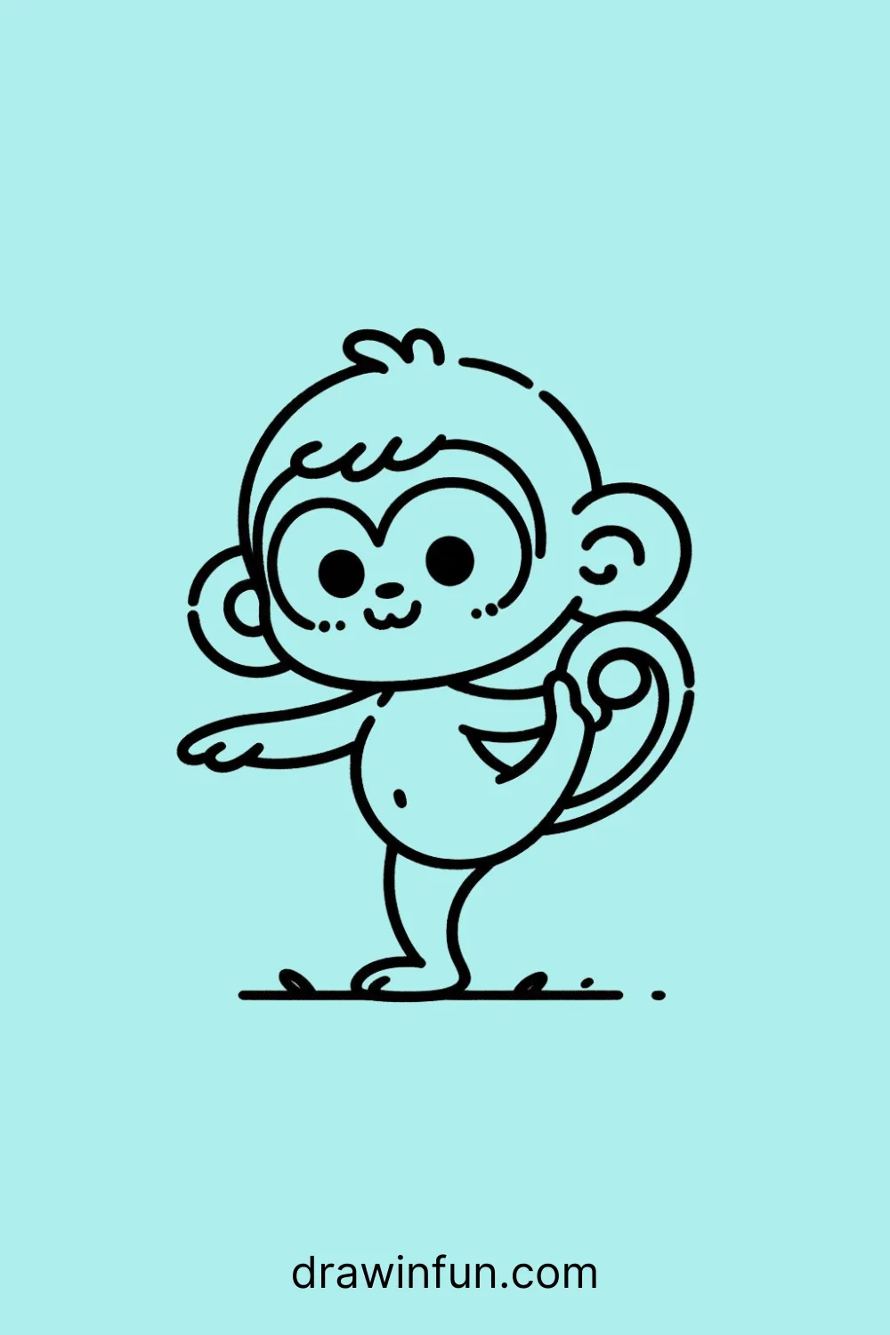 A monkey balancing on one leg easy drawing