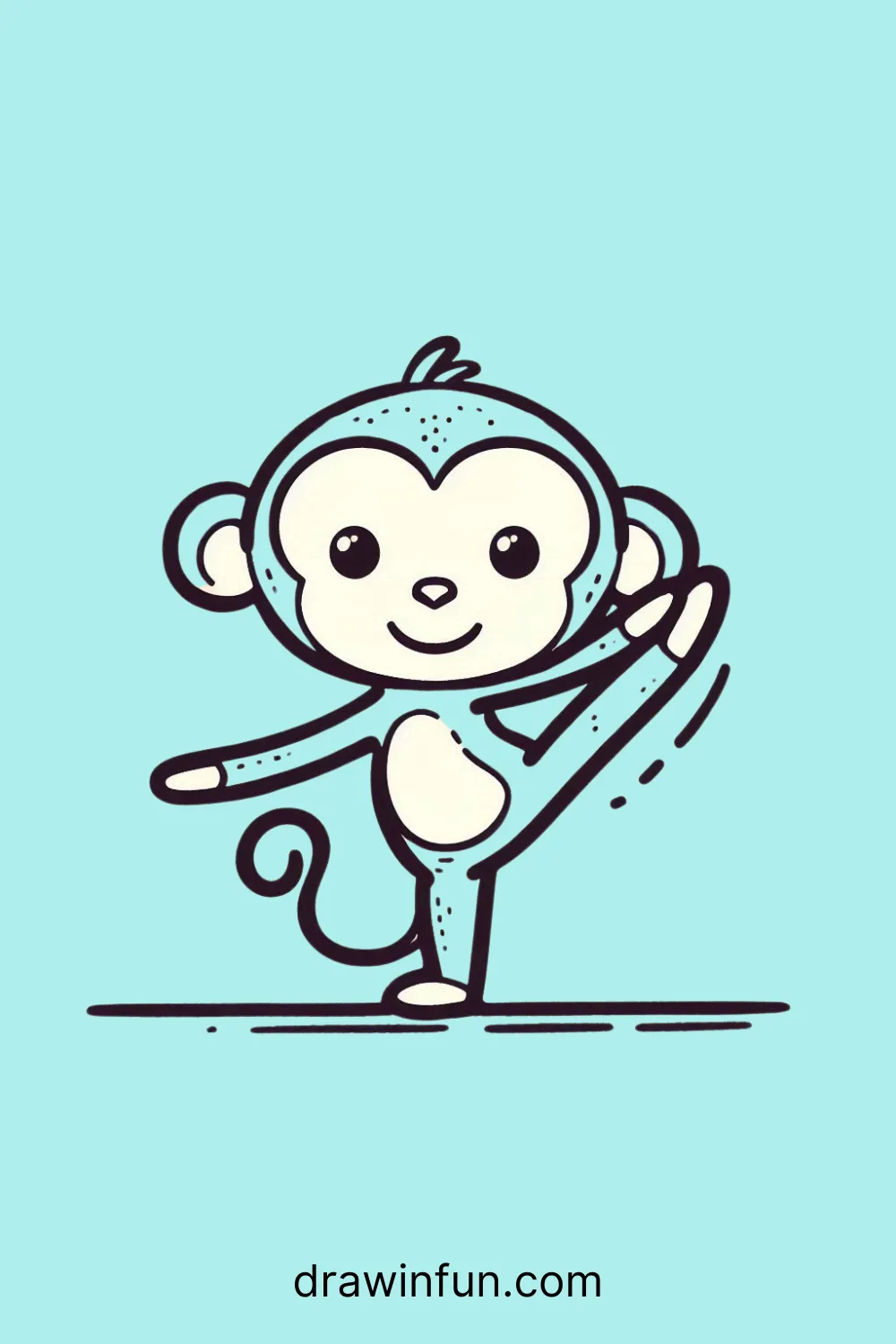 A monkey balancing on one leg easy drawing