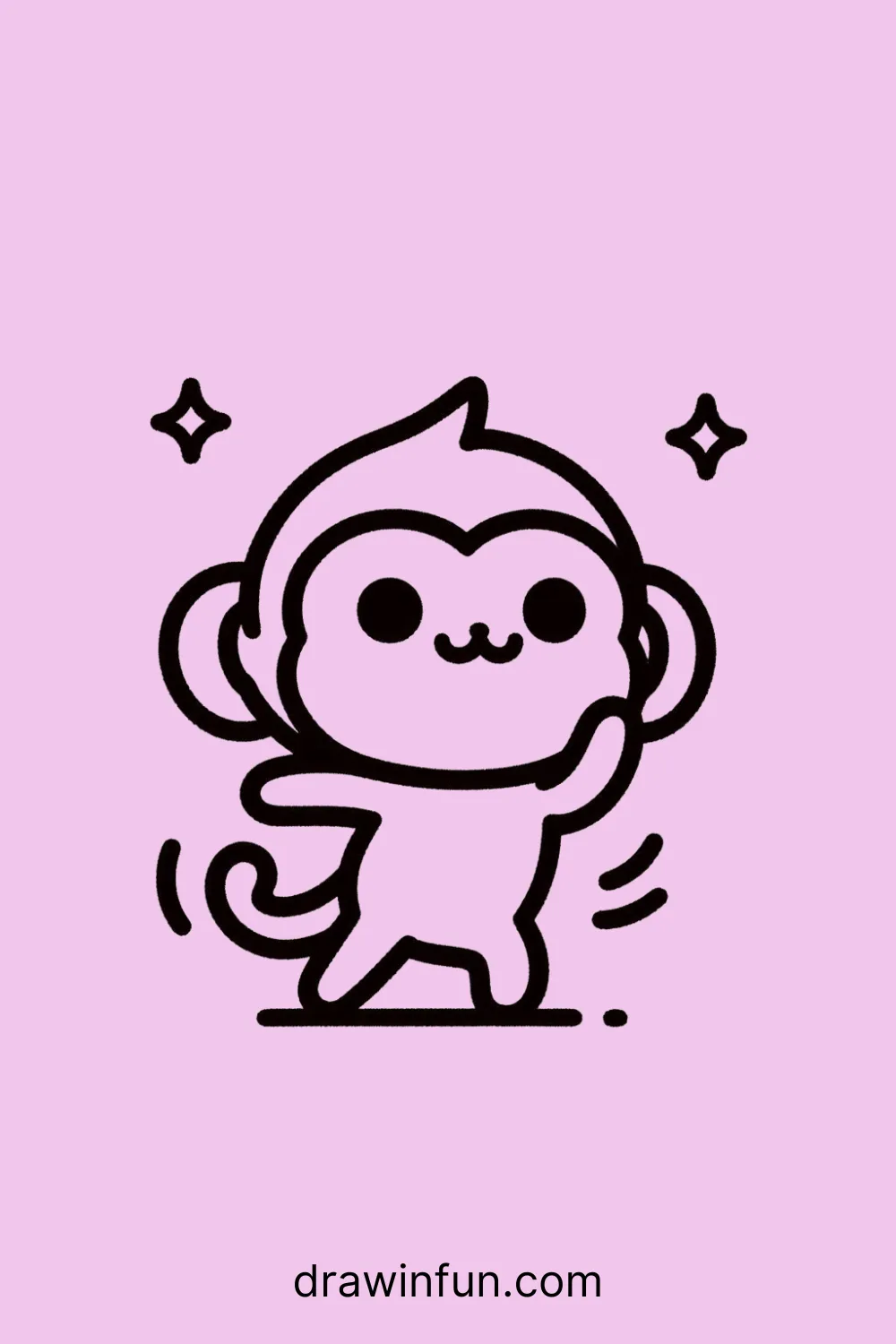 A monkey dancing happily easy drawing