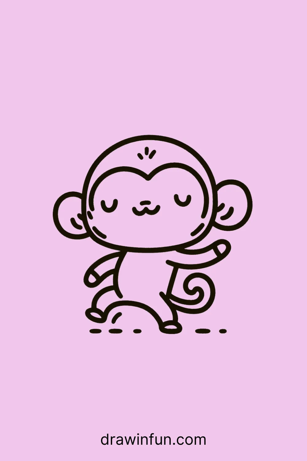 A monkey dancing happily easy drawing