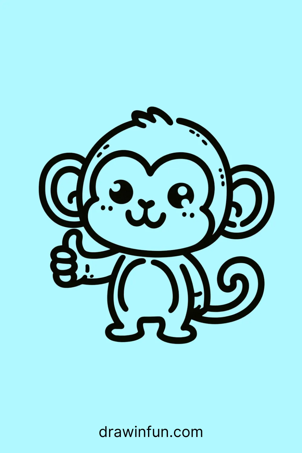 A monkey giving a thumbs up easy drawing