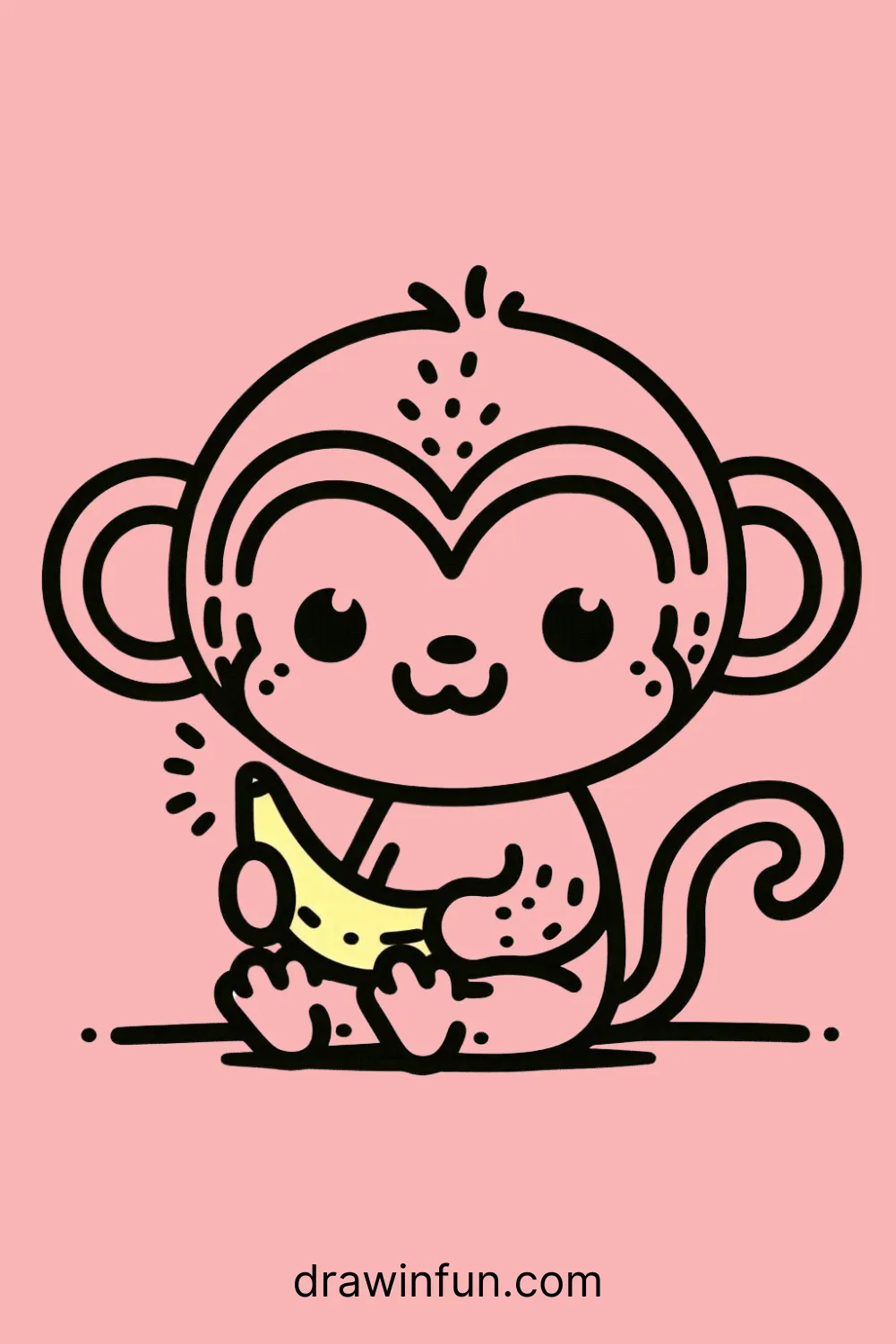 A monkey holding a banana easy drawing