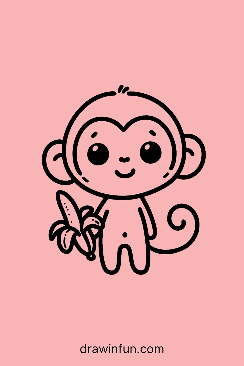 A monkey holding a banana easy drawing