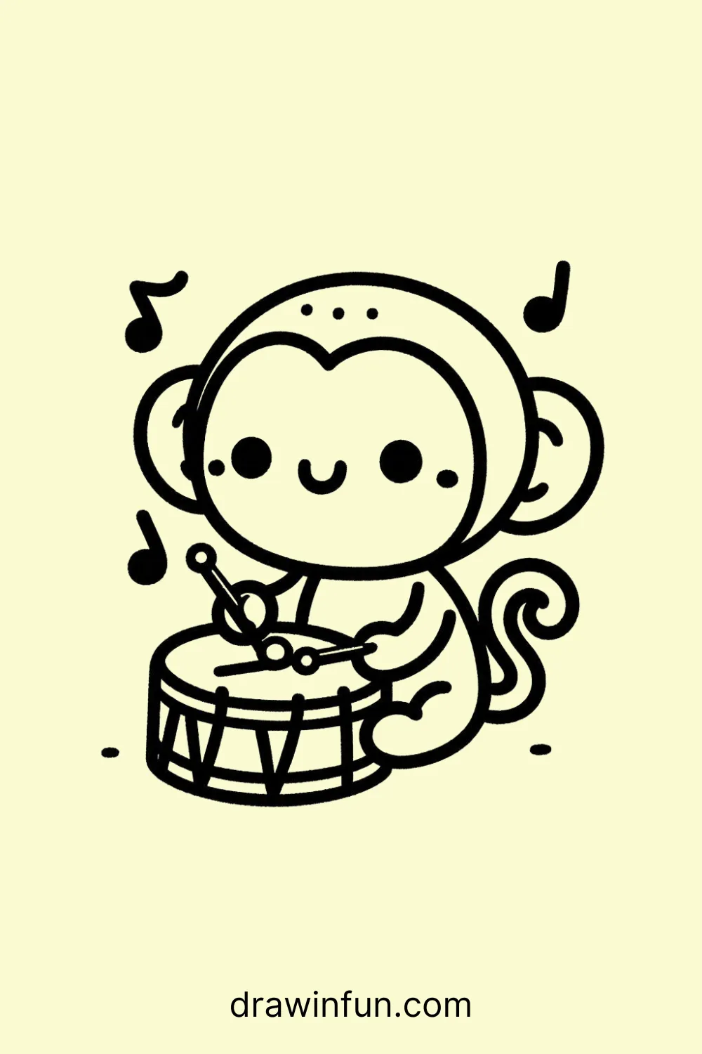 A monkey playing a drum easy drawing