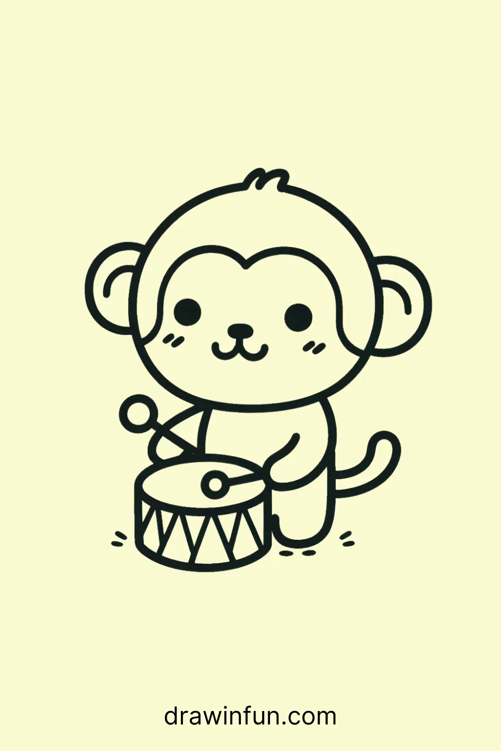 A monkey playing a drum easy drawing