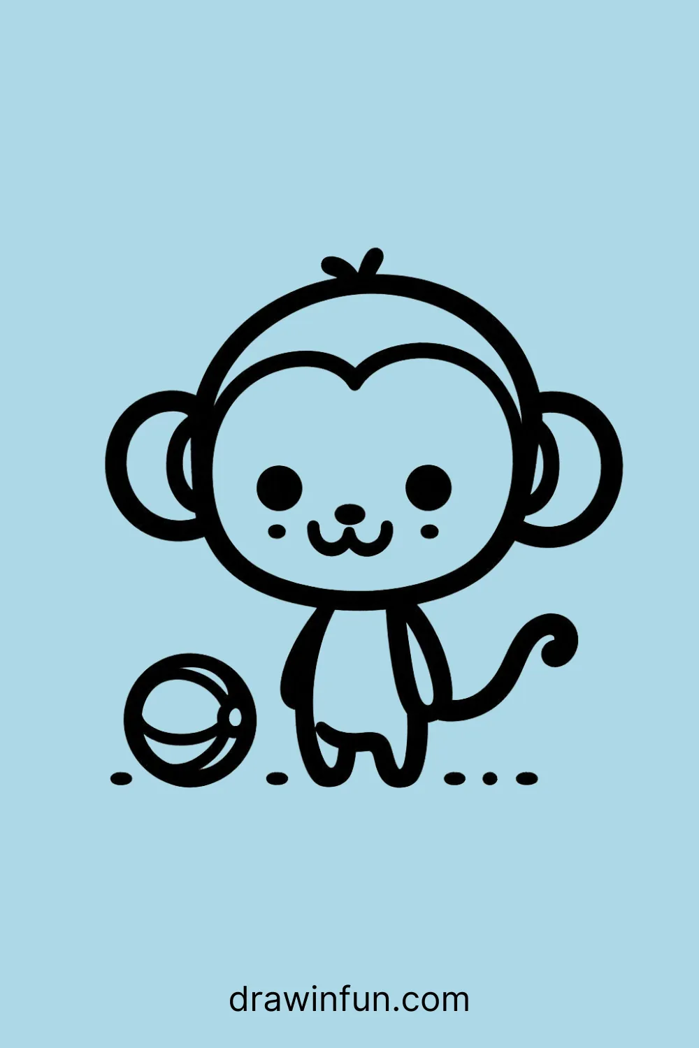 A monkey playing with a ball easy drawing