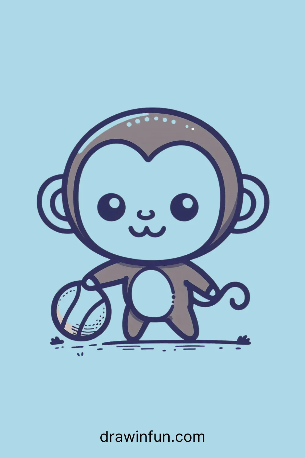 A monkey playing with a ball easy drawing