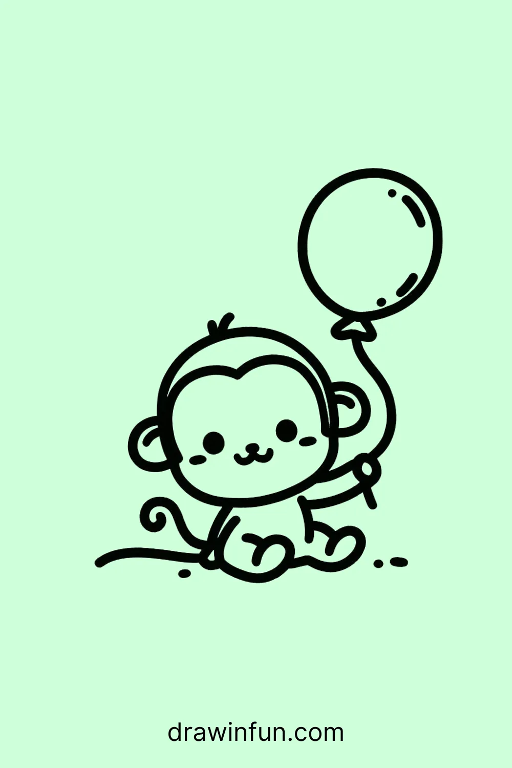 A monkey playing with a balloon easy drawing