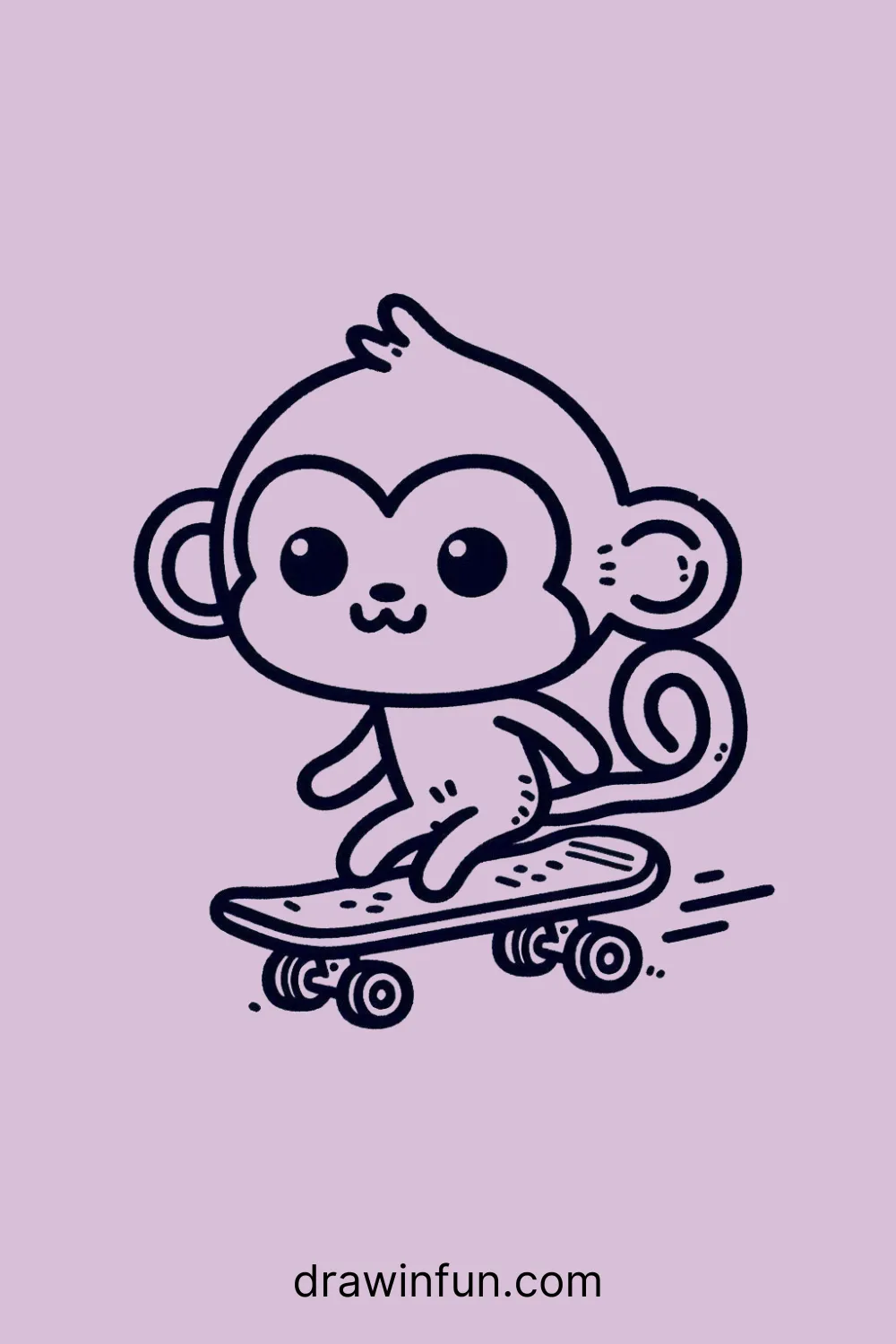 A monkey riding a skateboard easy drawing