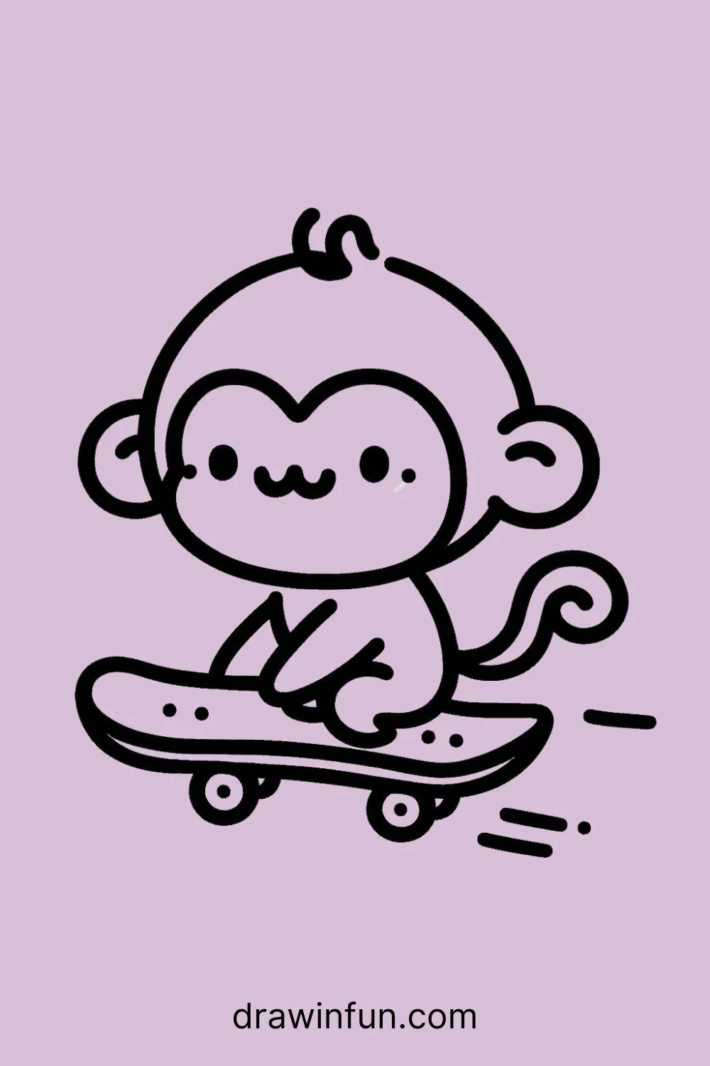 A monkey riding a skateboard easy drawing