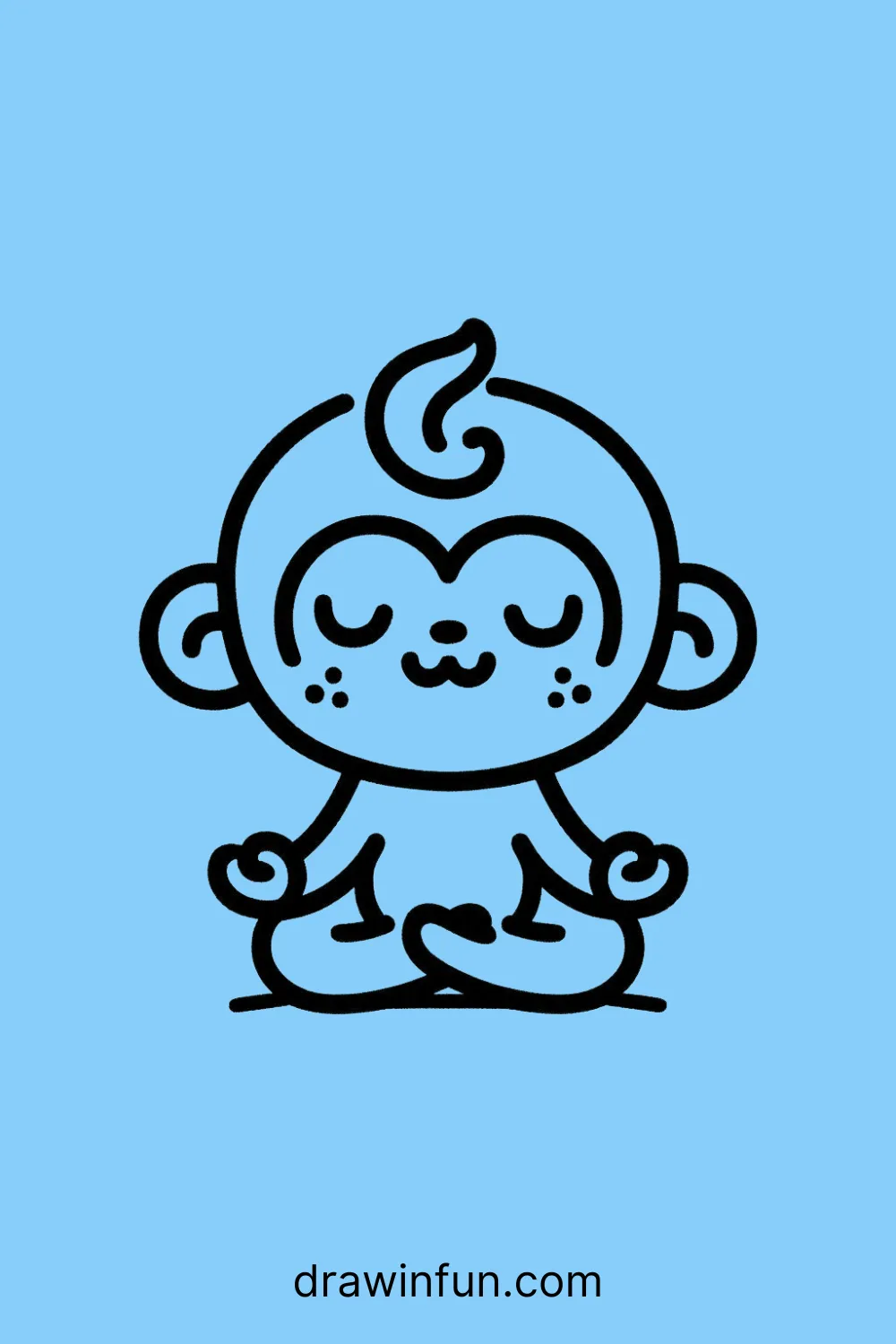 A monkey meditating easy drawing