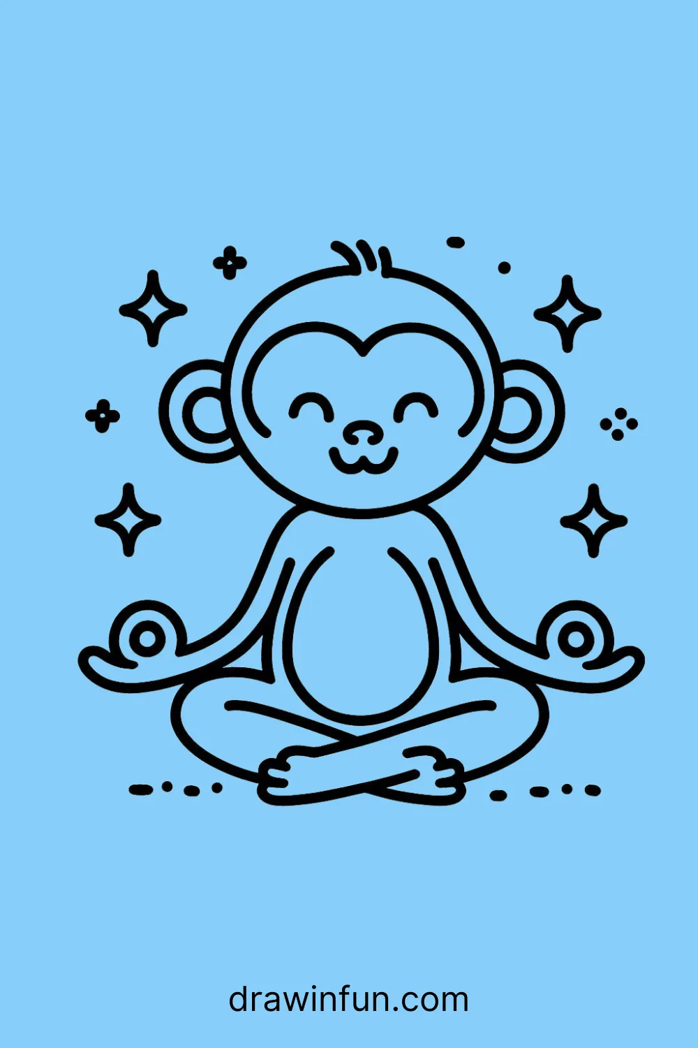 A monkey meditating easy drawing