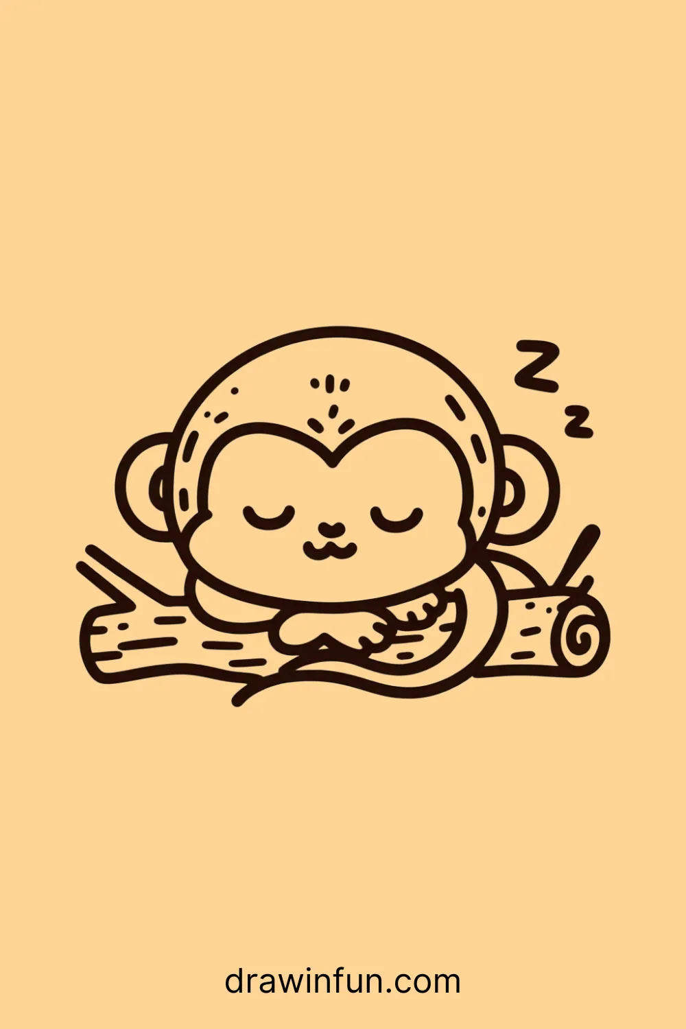 A monkey sleeping on a branch easy drawing