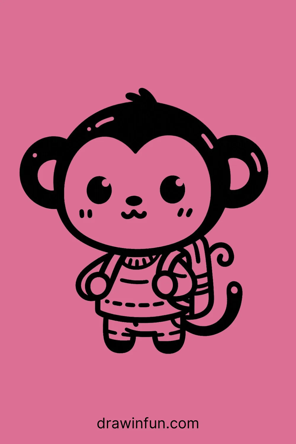 A monkey wearing a backpack easy drawing