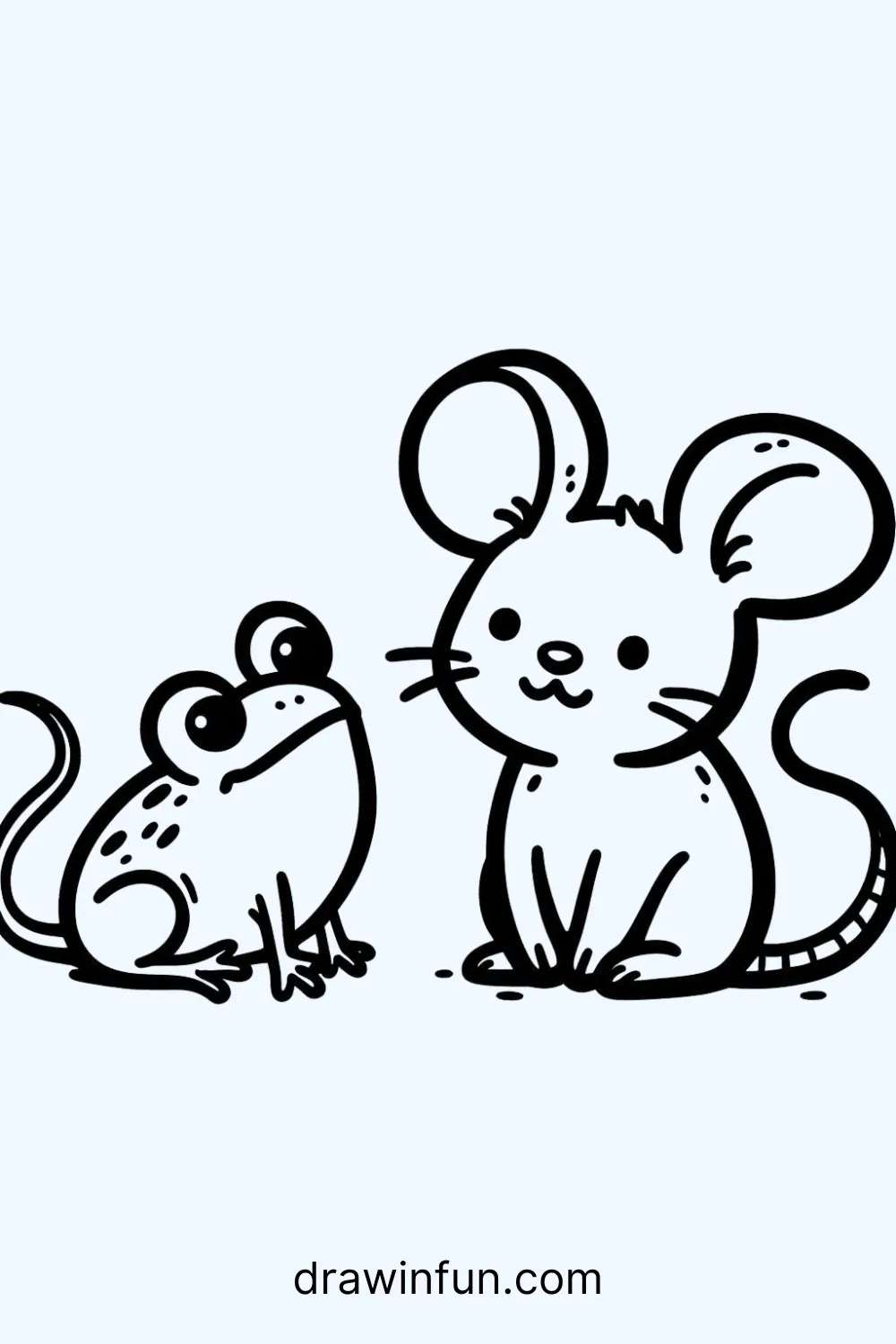 A mouse and a frog easy drawing