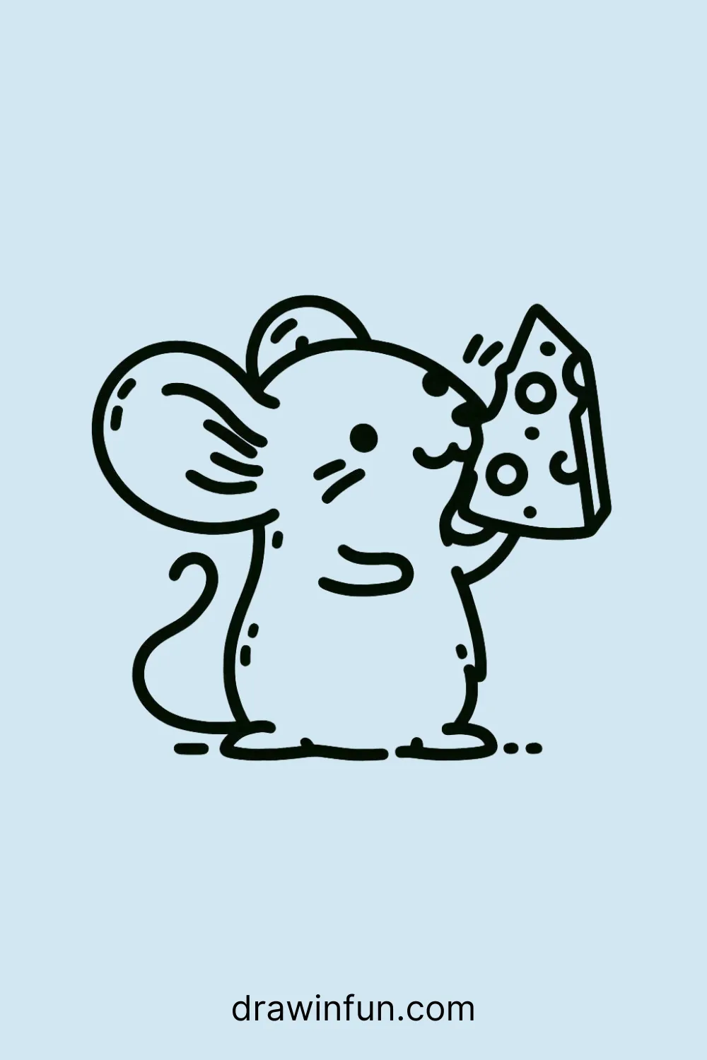 A mouse eating a piece of cheese easy drawing