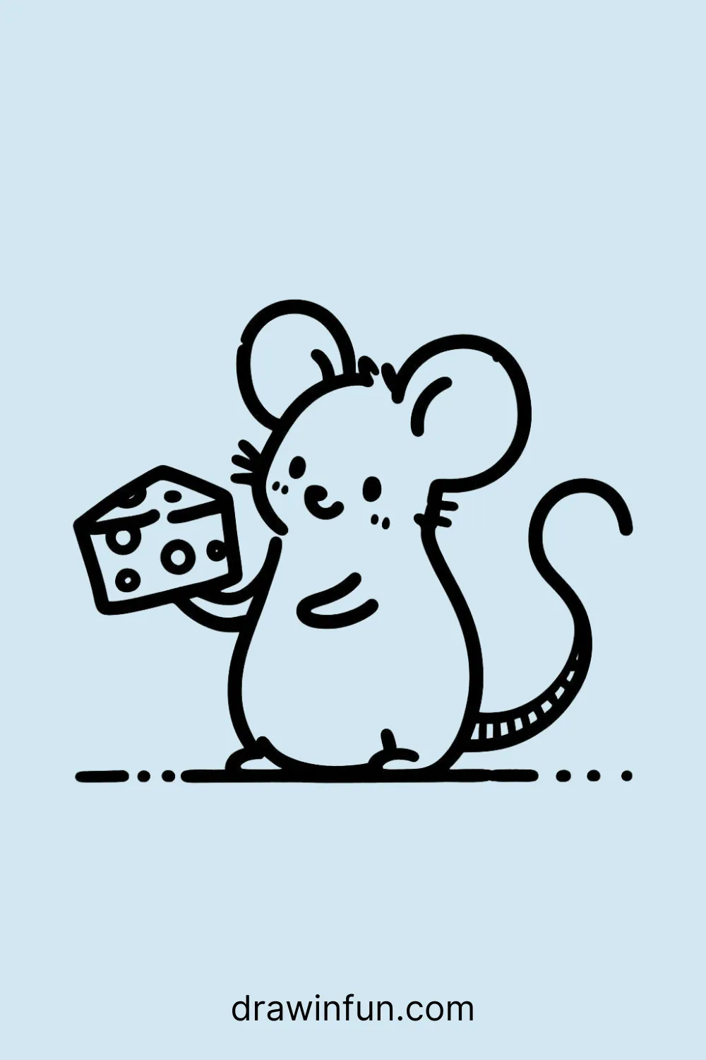 A mouse eating a piece of cheese easy drawing