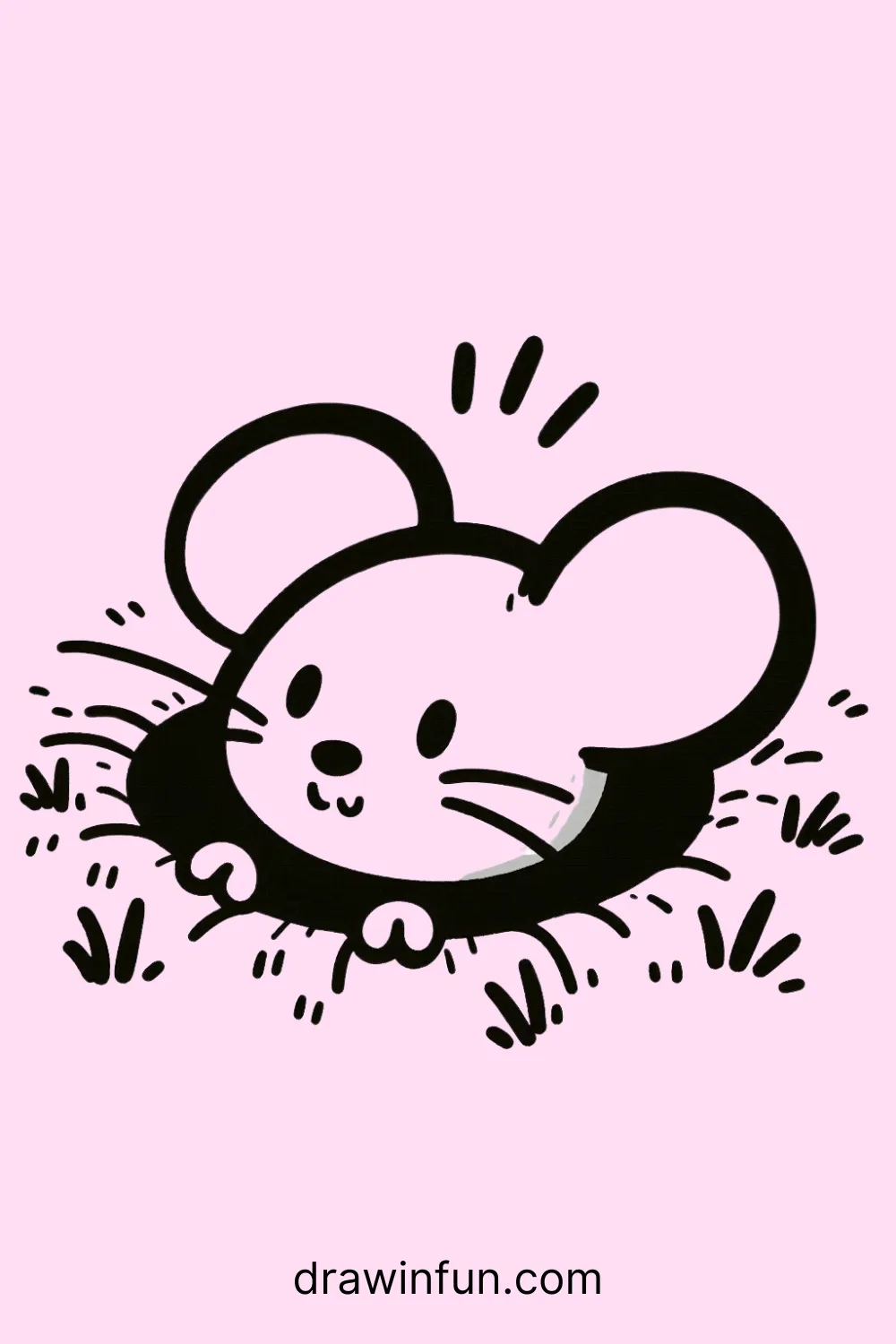 A mouse peeking out from a hole easy drawing