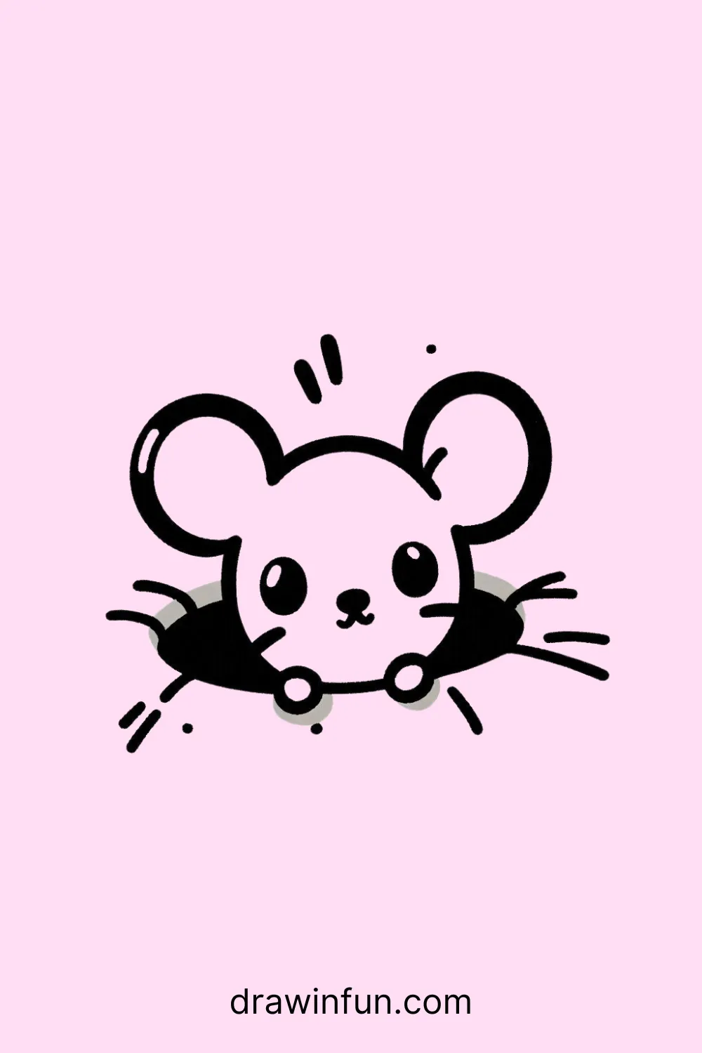 A mouse peeking out from a hole easy drawing