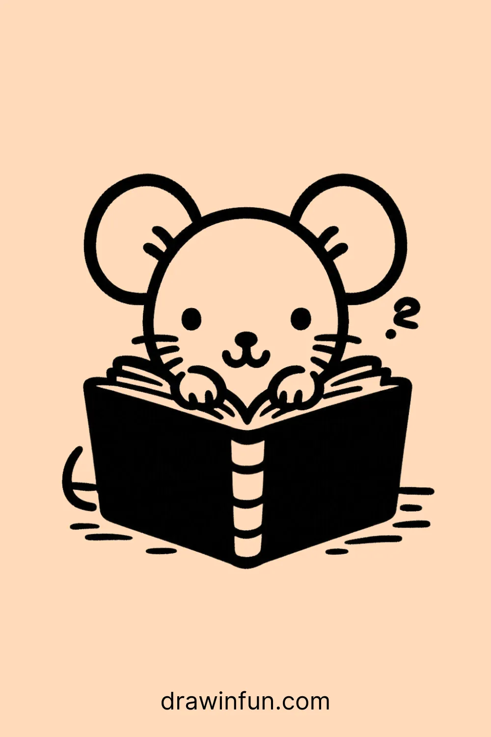 A mouse with a book easy drawing