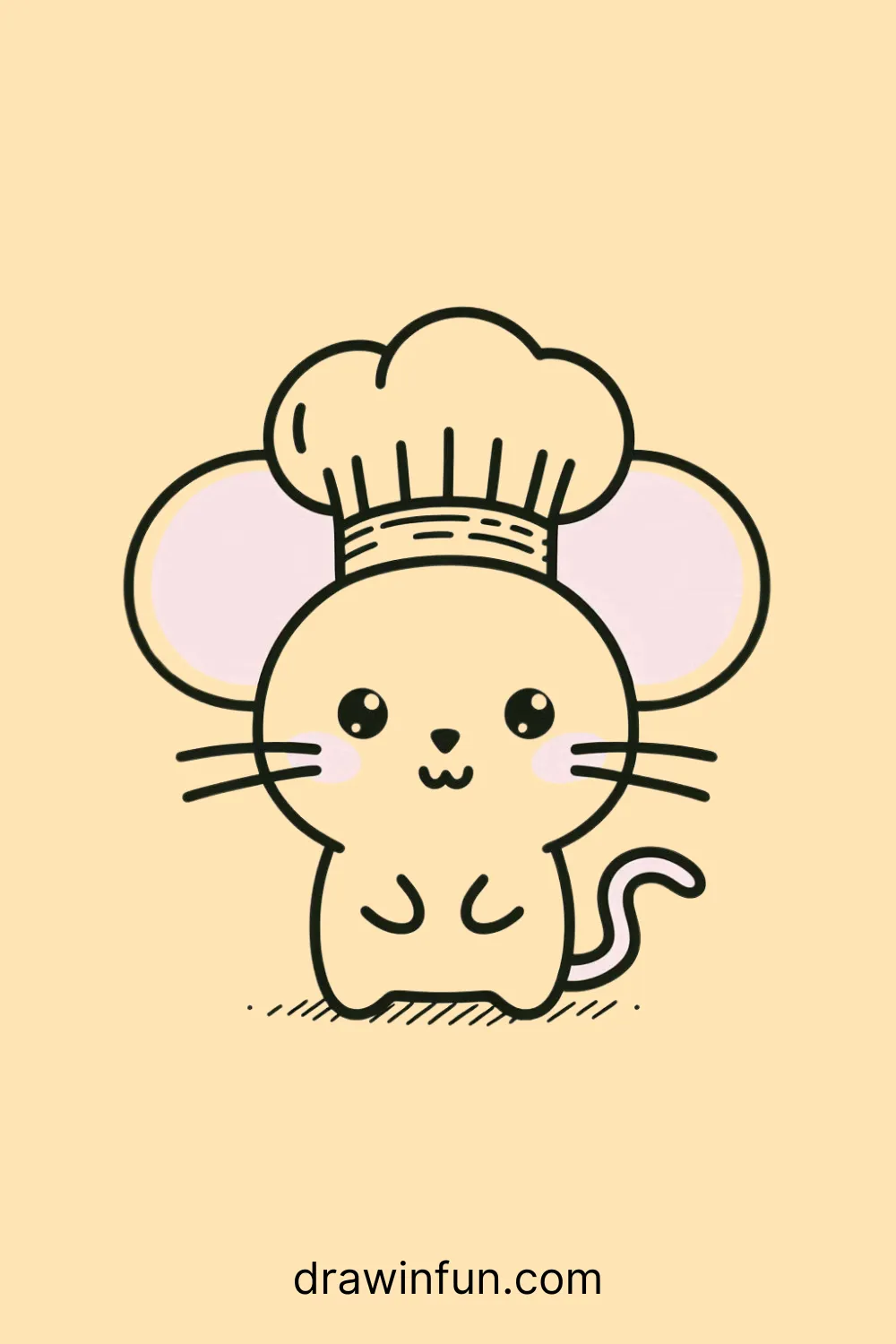 A mouse wearing a chef hat easy drawing