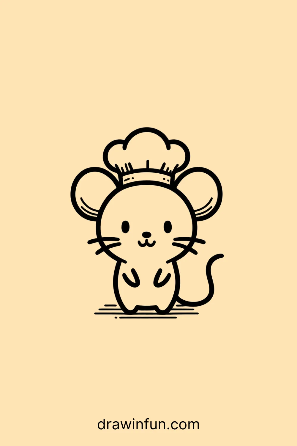 A mouse wearing a chef hat easy drawing