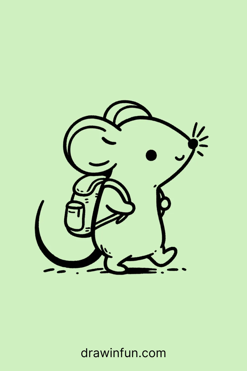 A mouse with a tiny backpack easy drawing