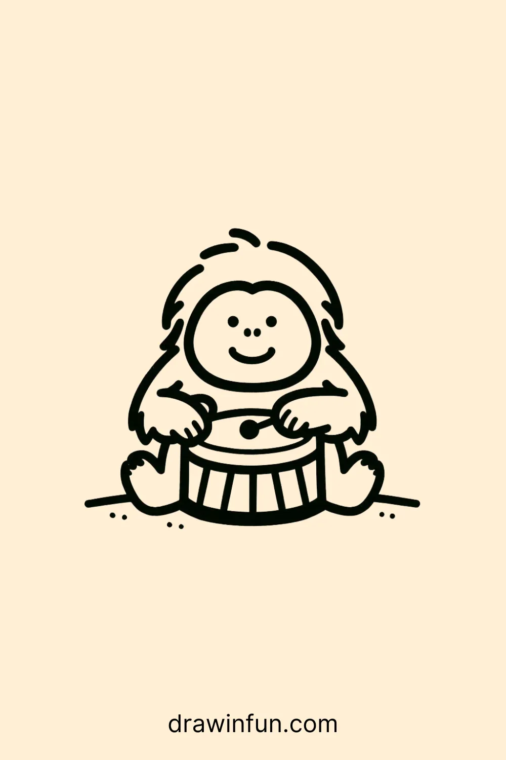 An orangutan playing a drum easy drawing