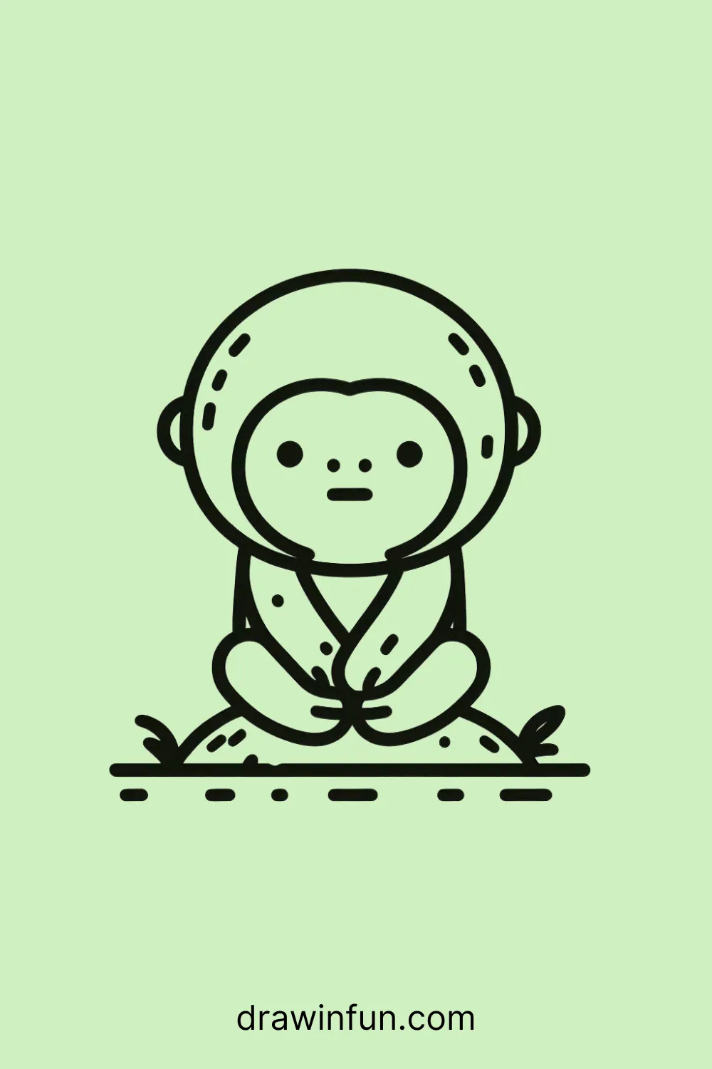 An orangutan sitting on a rock easy drawing