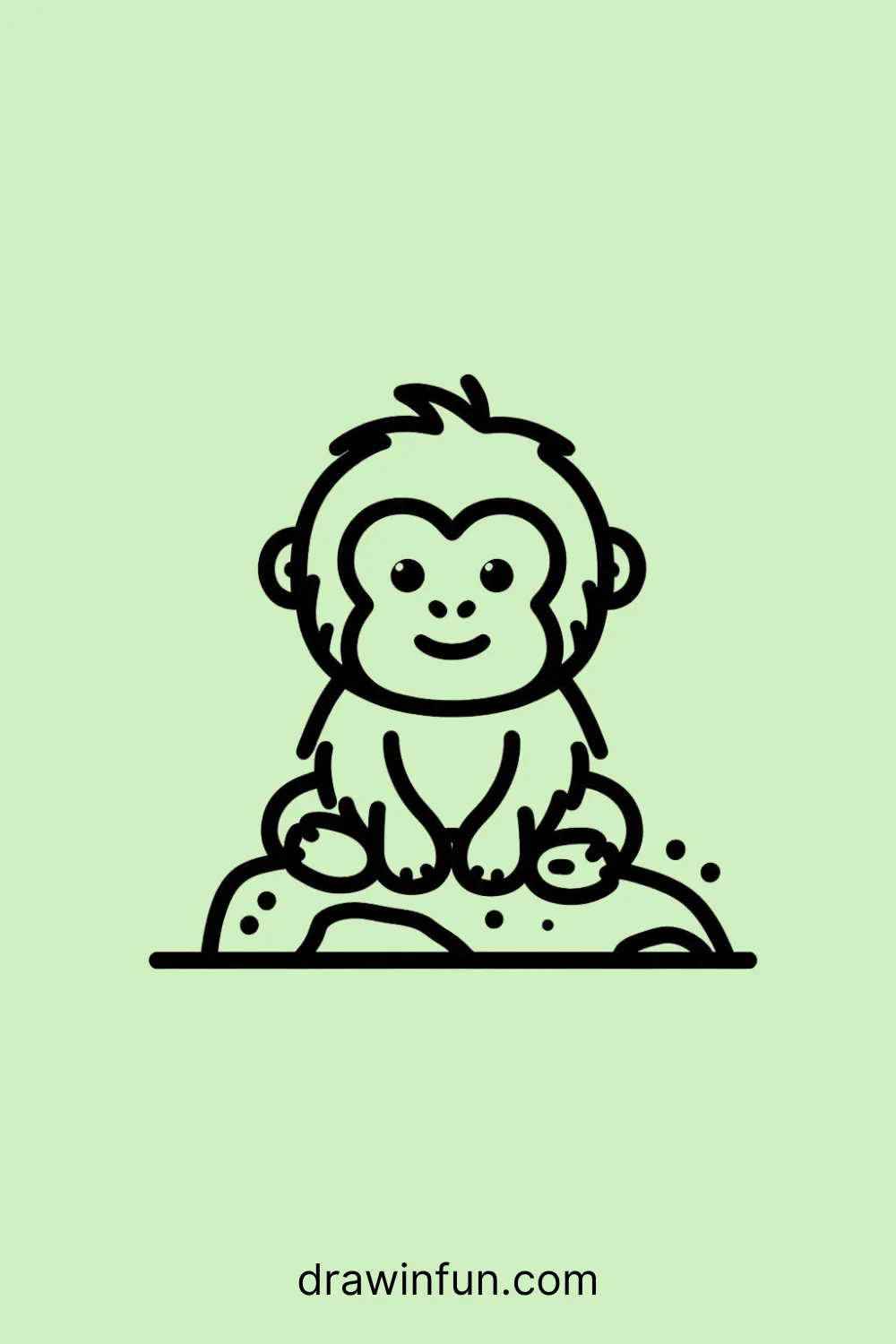 An orangutan sitting on a rock easy drawing