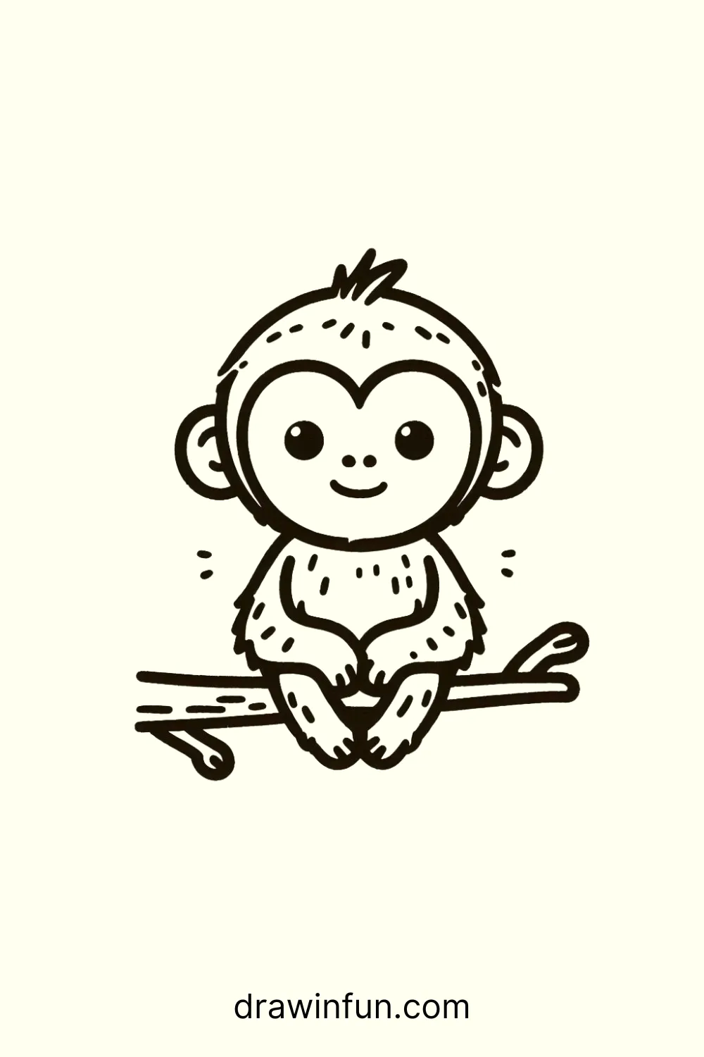 An orangutan sitting on a tree branch easy drawing