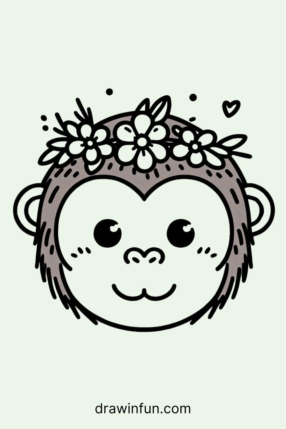 An orangutan with a flower crown easy drawing