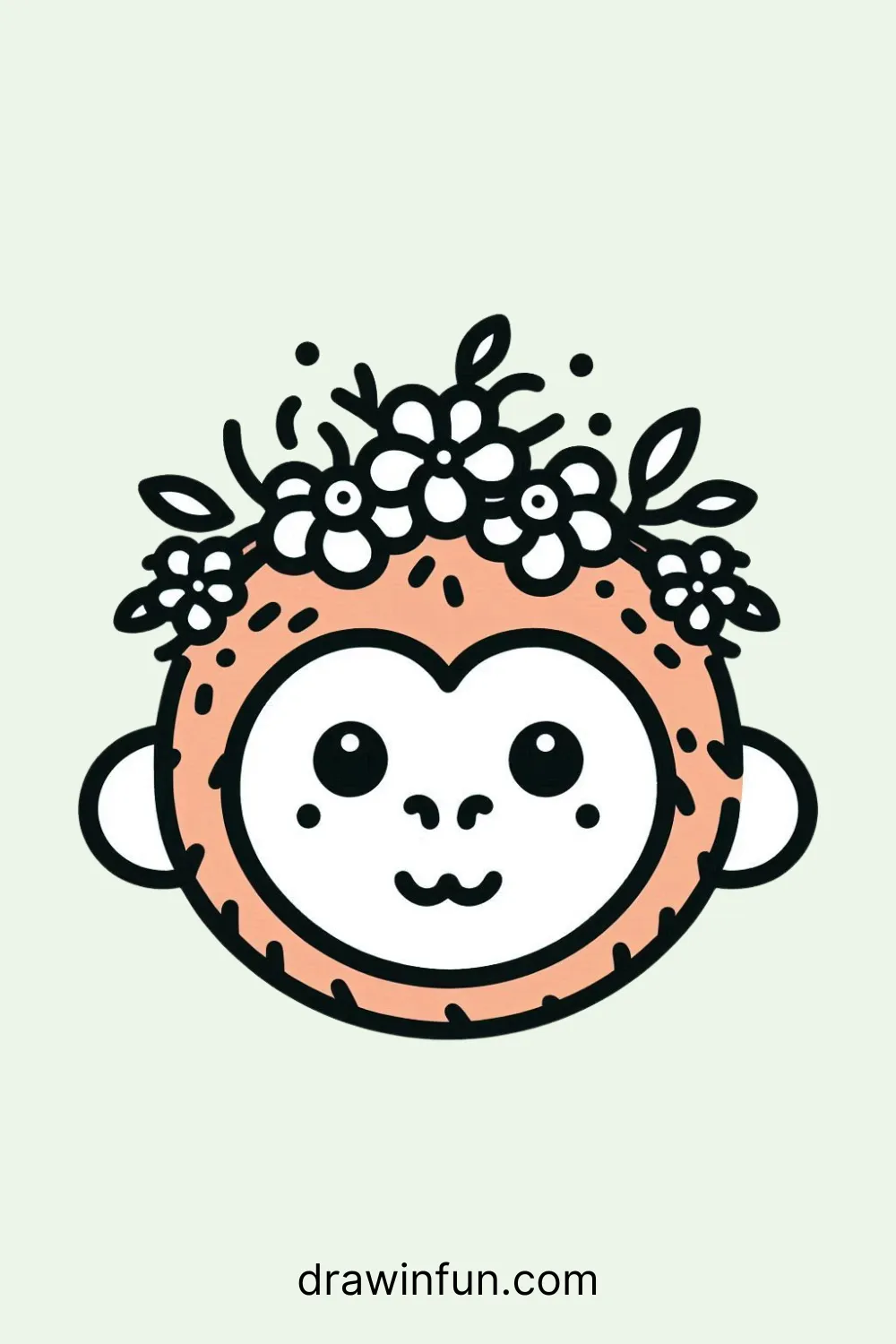 An orangutan with a flower crown easy drawing