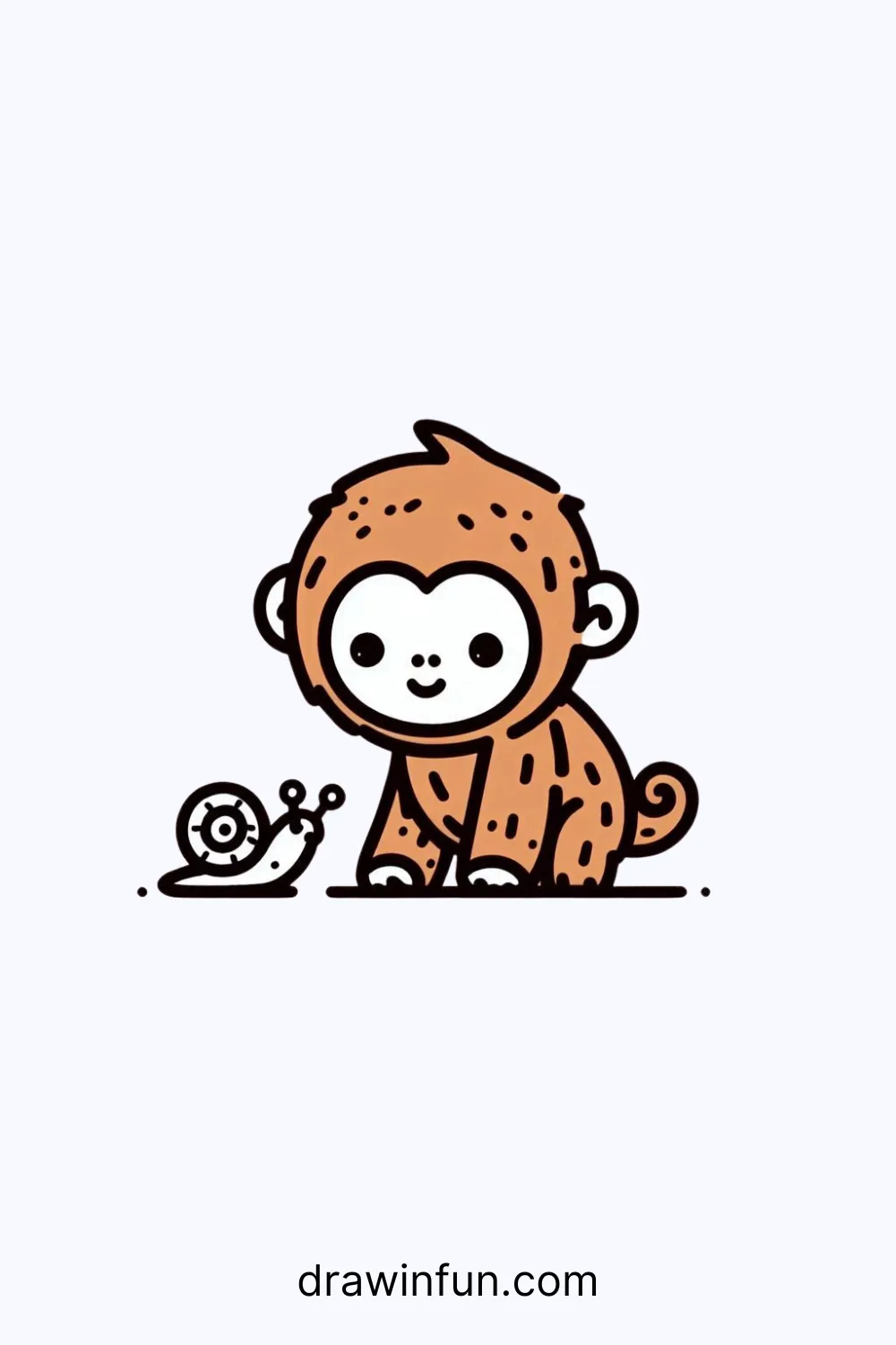 An orangutan with a snail easy drawing