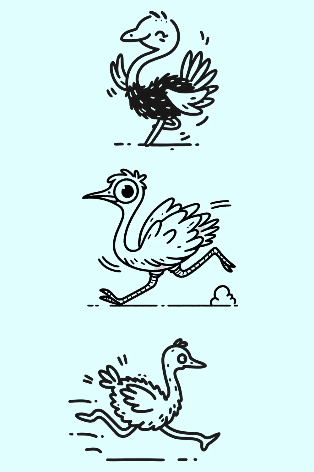 ostrich cute drawing