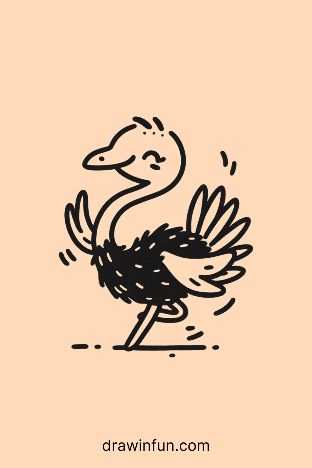 Ostrich Dancing easy drawing