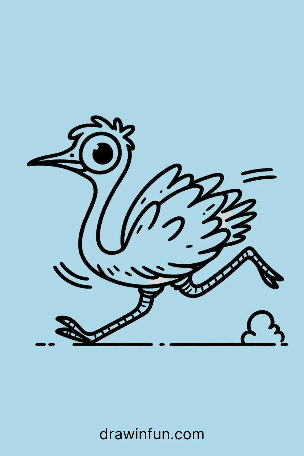 Ostrich Running easy drawing