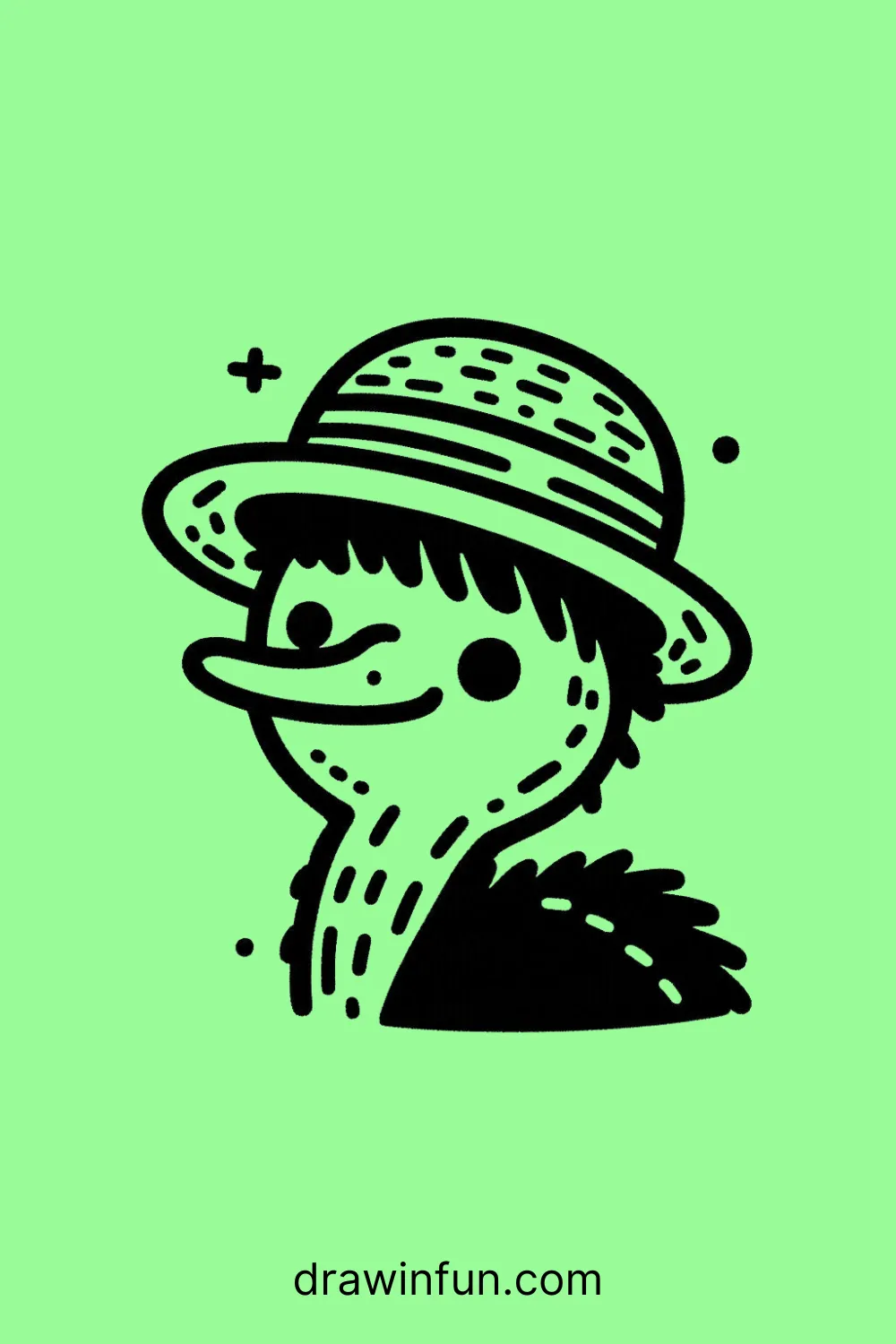 Ostrich ostrich wearing a hat easy drawing