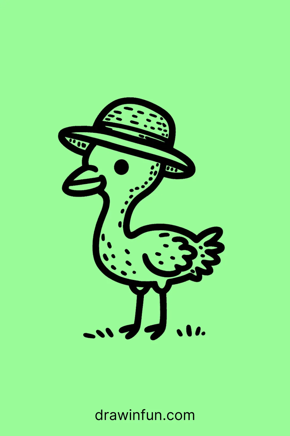 Ostrich ostrich wearing a hat easy drawing