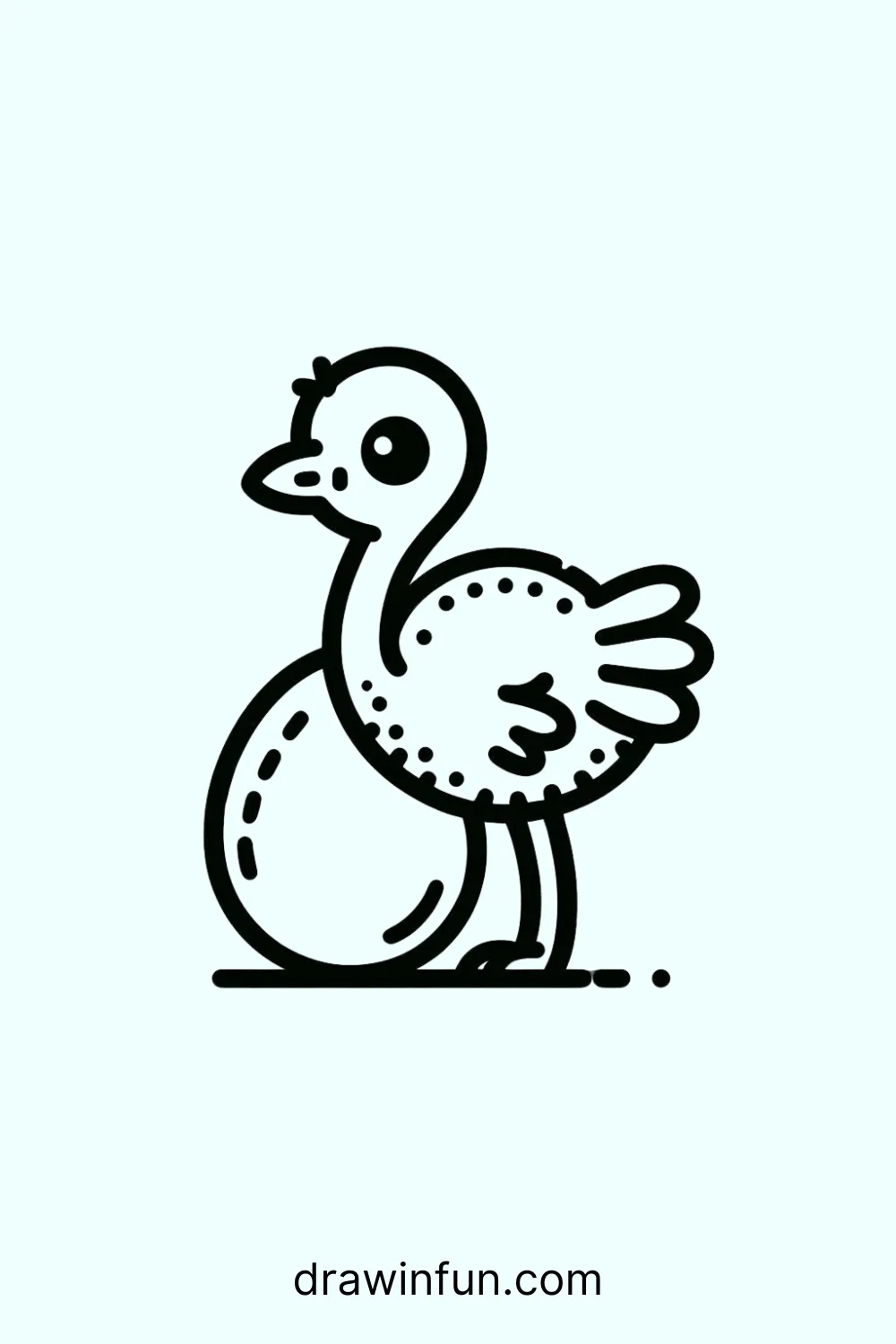 Ostrich with an Egg easy drawing