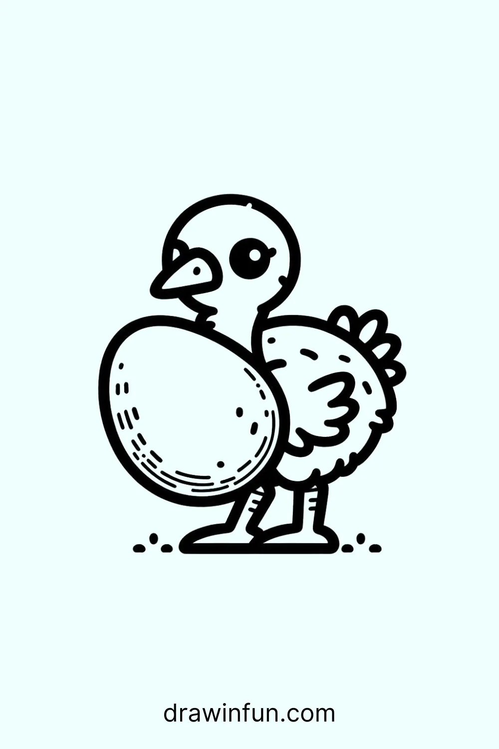 Ostrich with an Egg easy drawing