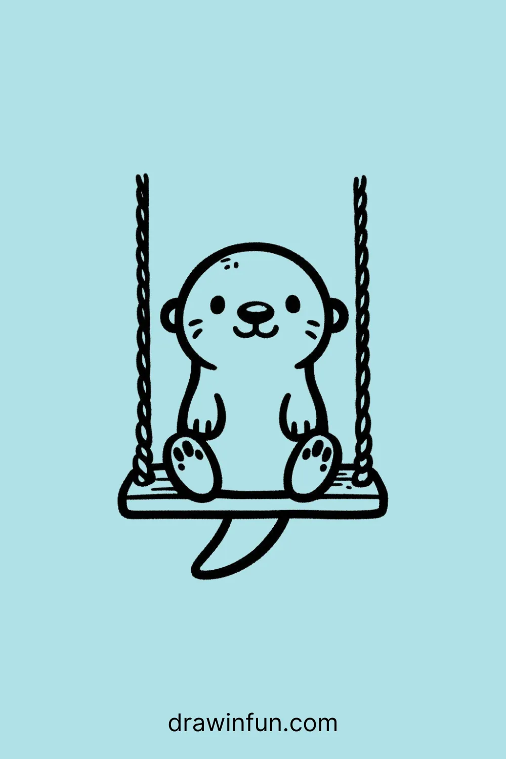 Otter on a Swing easy drawing