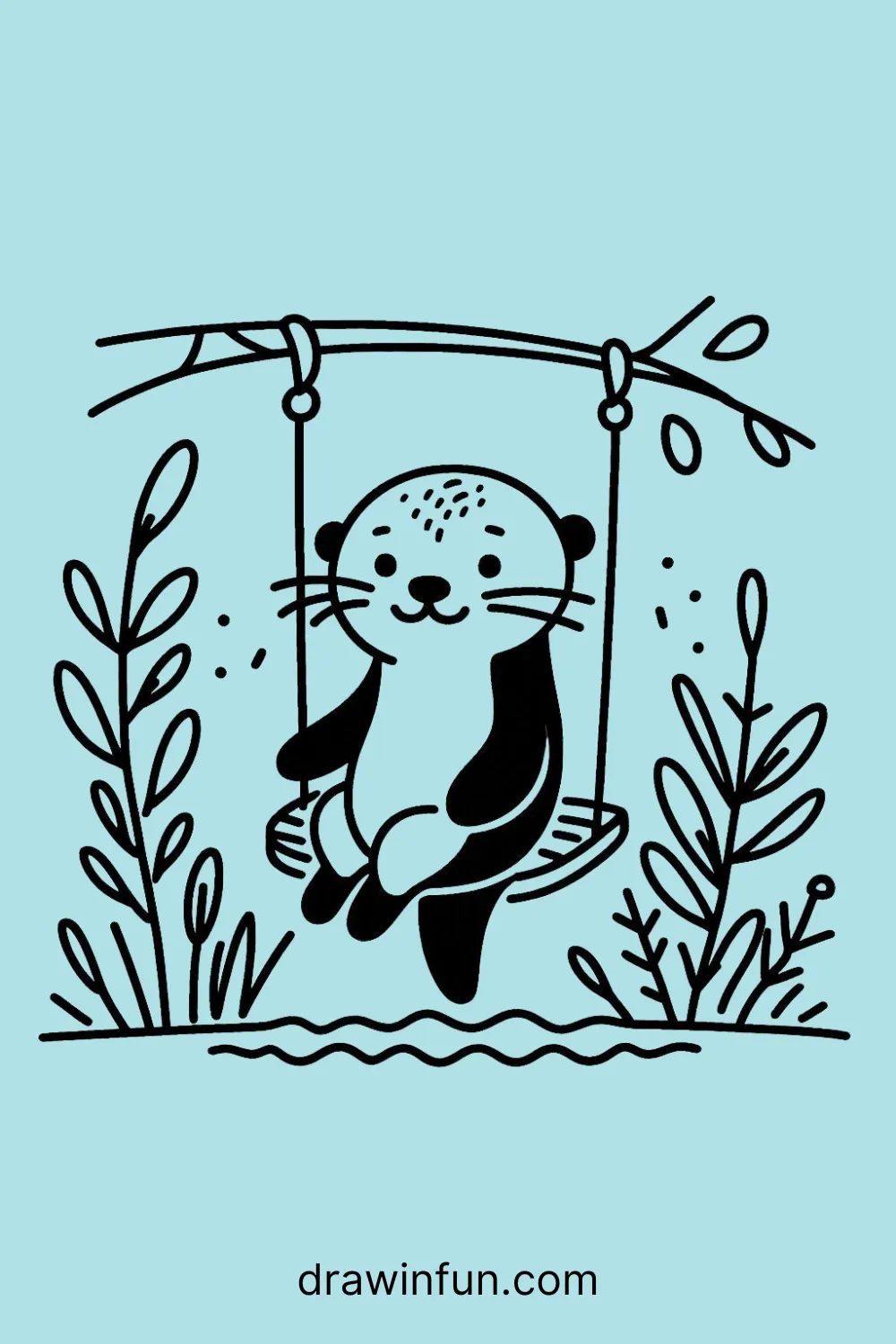 Otter on a Swing easy drawing