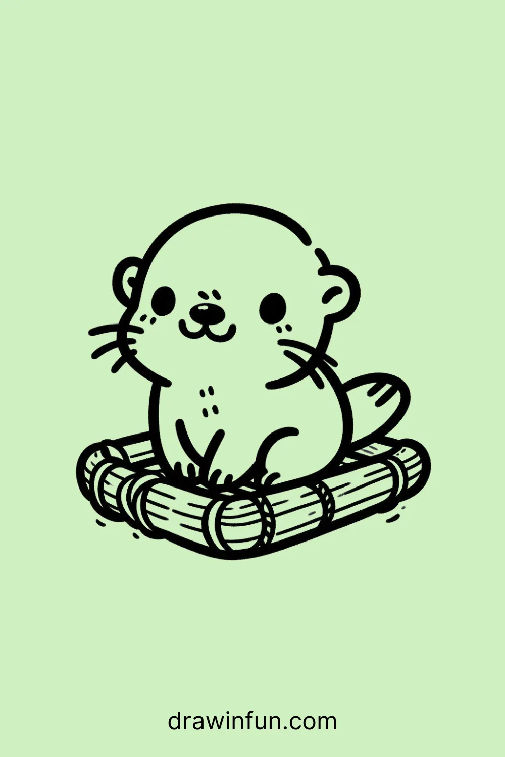 Otter in a Raft easy drawing