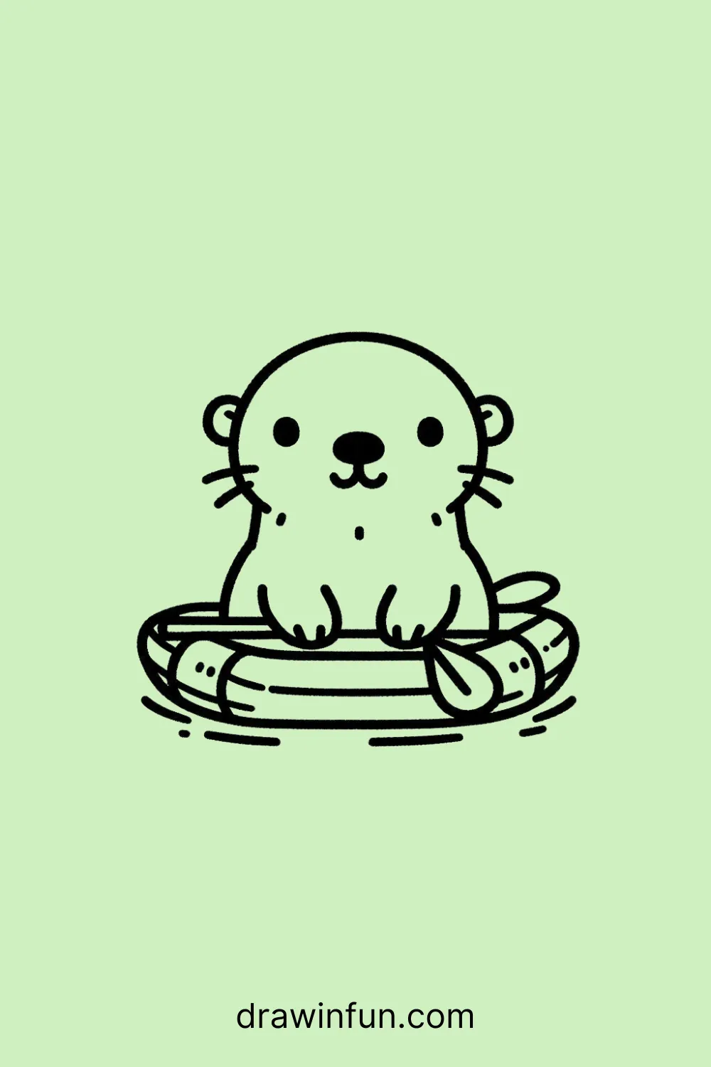 Otter in a Raft easy drawing