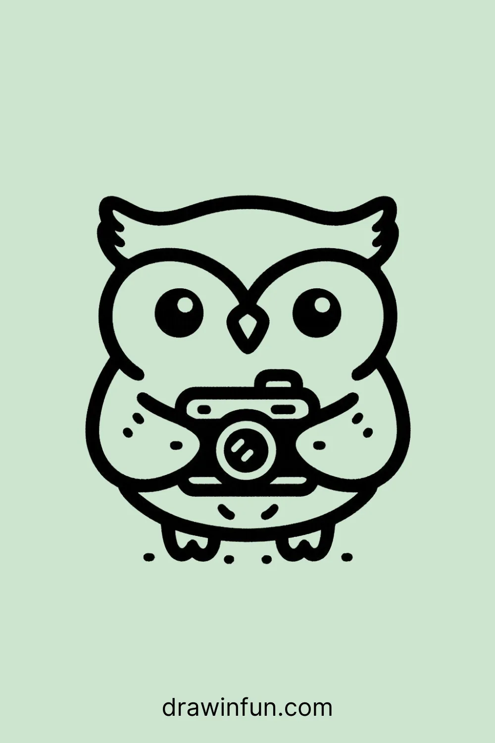 Owl with a Tiny Camera easy drawing