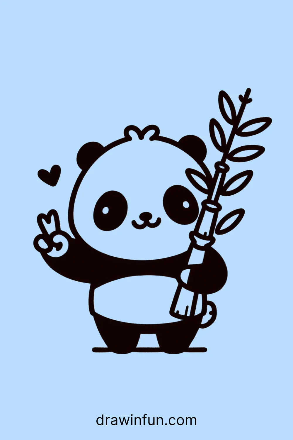 A panda holding a bamboo shoot easy drawing