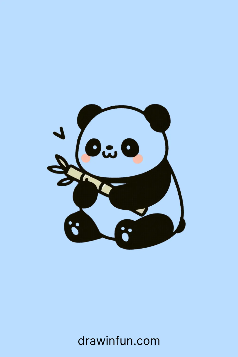 A panda holding a bamboo shoot easy drawing